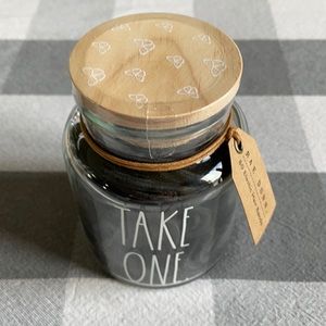 NWT Rae Dunn “Take One” hair elastic jar